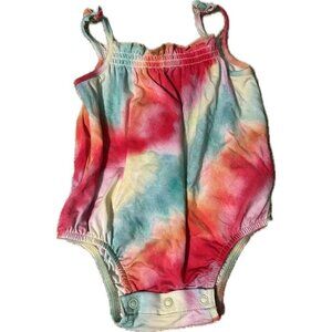 Posh Peanut Spaghetti Strap Bubble- 3-6 months- open pink tie dye